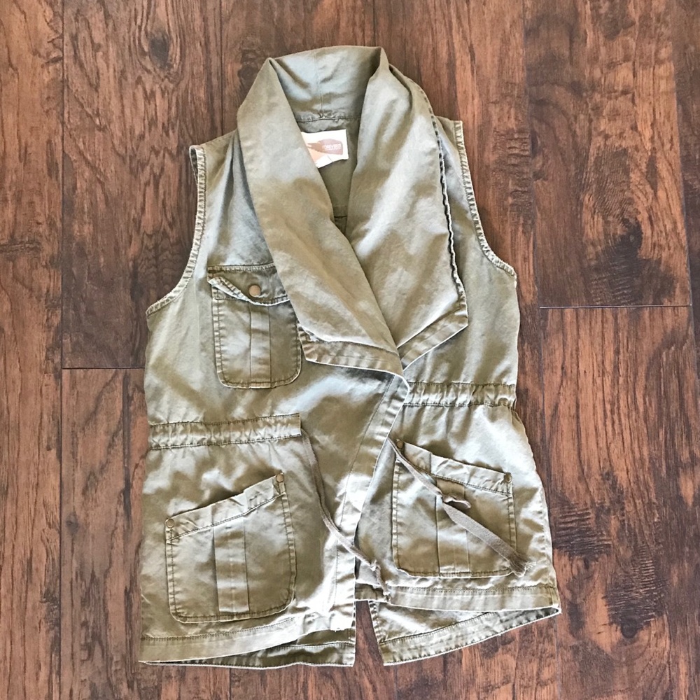 Green Utility Vest Jacket Cargo Army